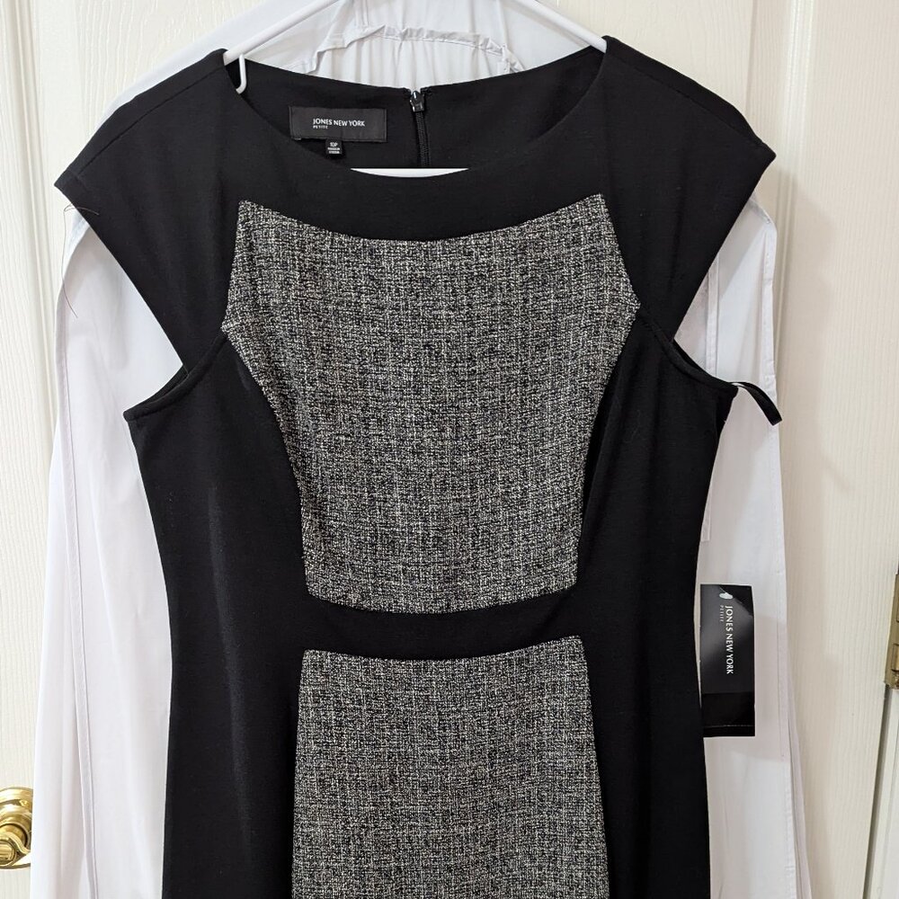 Jones New York petite dress;  Black & gray, 10P - NWT